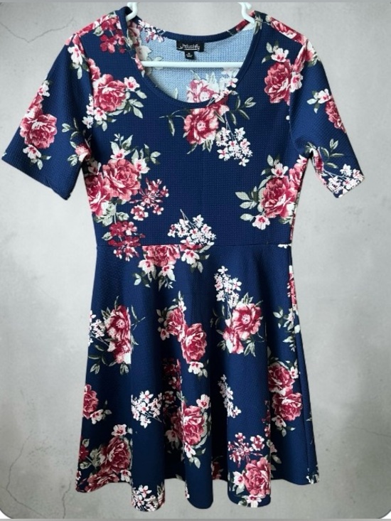 J for Justice Dresses & Skirts - Navy Floral Fit & Flare Dress with Pink Roses by J for Justify